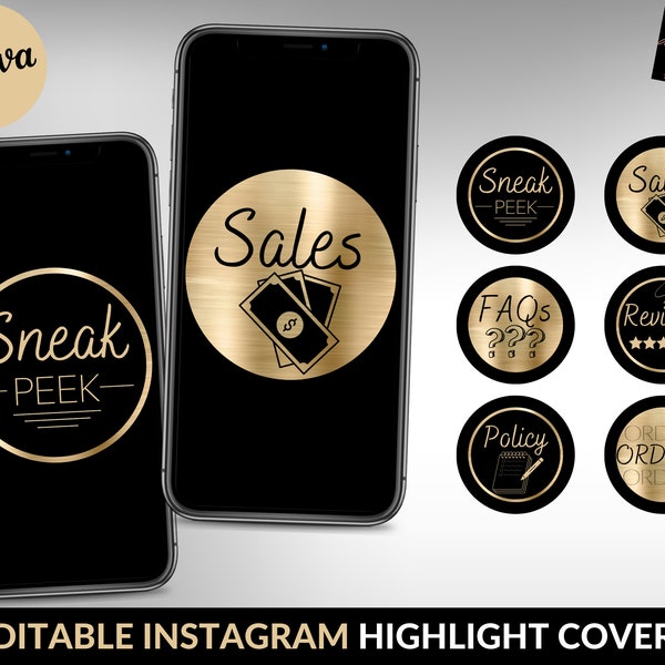 Editable Instagram Highlight Covers | IG Cover Templates | Story Highlight Covers |  Instagram Icons | Hair Makeup Braid Lash Nails | ICH01