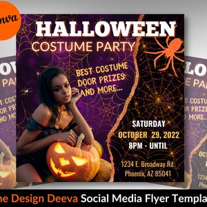 HALLOWEEN Flyer Vorlage | Halloween Canva bearbeitbare Flyer Vorlage für Social Media | HAL2201