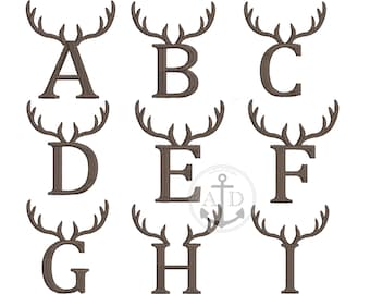 Deer Antler Embroidery Letters A-Z (Digital Download)