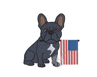 Easter French Bulldog Embroidery Design: Patriotic with Flag(4x4) (Digital Download)