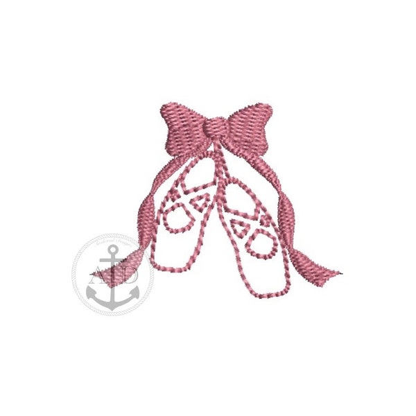Mini Ballet Slippers Embroidery Design, Ballet Embroidery Design, Ballet Shoes Embroidery Design with bow, ballet and bows embroidery file
