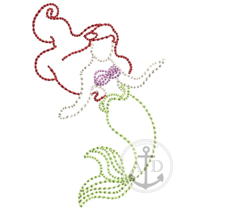 Princess Ariel Embroidery Design: 4x4 Theme Park File (digital Download ...