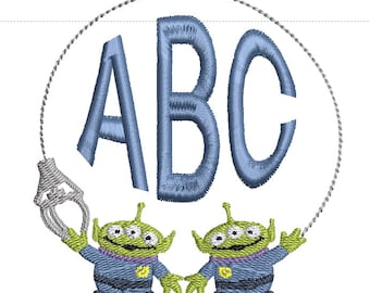 Toy Story Alien Embroidery Design: Monogram Frame (Digital Download)