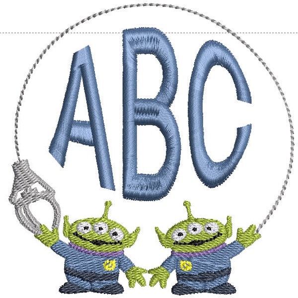 Alien Toy Story Embroidery, The Claw Toy Story Embroidery file, Buzz lightyear Pizza Planet embroidery, Boys Toy Story monogram Frame File