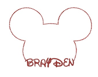 Maus Kopf Stickdatei: Freizeitpark Name Rahmen (Digitaler Download)