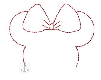 Medium Mouse Head initial Frame with bow embroidery design file, mouse ears with bow, girl mouse ears Frame