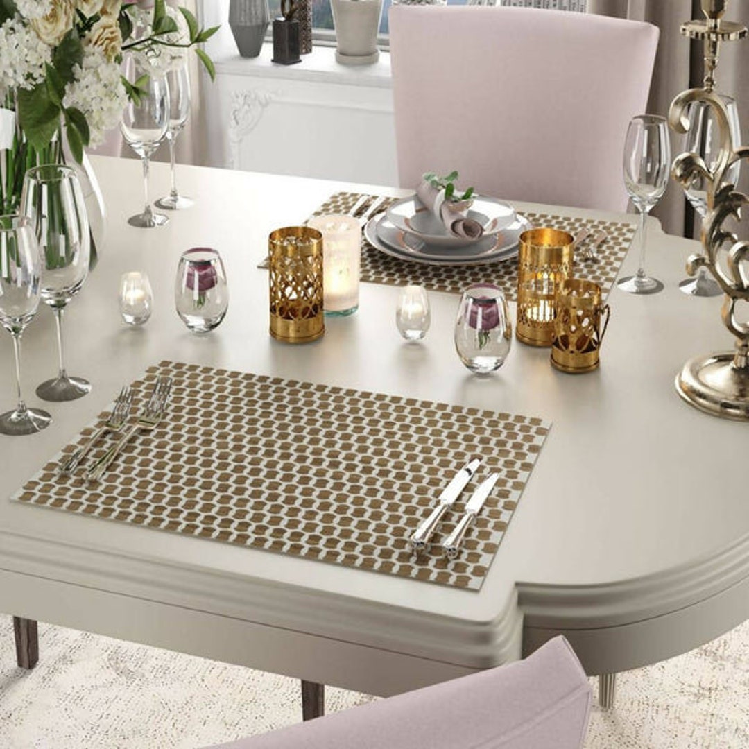 Bow Placemat Set, Neutral Place Setting, Unique Wood Design 2PC