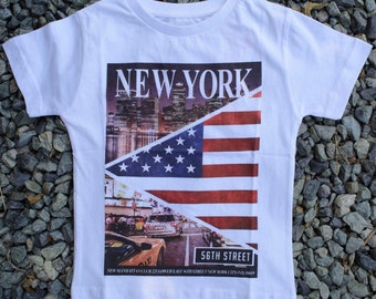 Tragen Sie Bergen New York - Rundhalsausschnitt Baumwolle T-Shirts Babys T-Shirt Kollektion Kinder Baumwolle T-Shirt Beste Geburtstagsgeschenk Kleiner Junge Mädchen Kleidung