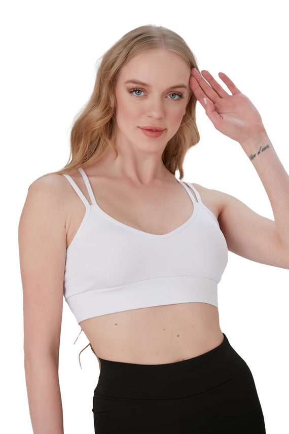 Juniors' and Women's Lightly Padded Sports Bra, Double Strap