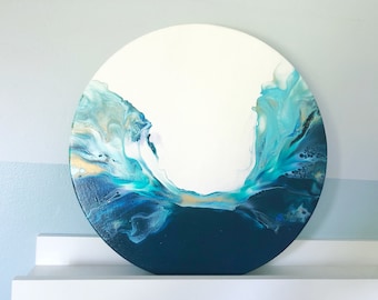 Toile Douceur Ronde Bleue, Acrylique flüssiger