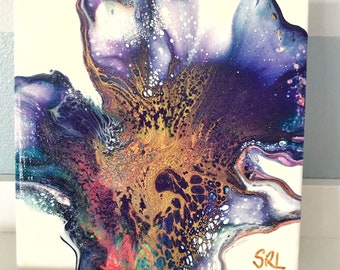 Toile Fleur Vue de l'Intérieur, Acrylique Fluide