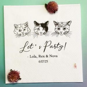 Tovaglioli personalizzati per matrimonio per amanti dei gatti - Forniture per feste personalizzate a tema gattini, decorazioni per compleanni e addio al nubilato con ritratti di felini, tovaglioli per cani e gatti