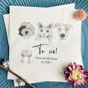 Tovaglioli da cocktail personalizzati per cani - Tovaglioli personalizzati per compleanni, fidanzamenti, addio al nubilato, ricevimenti, tovaglioli per calici da vino per animali, regali per amanti dei gatti