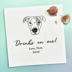 Custom Pet Napkins – Dog Cat Lover Decor for Wedding, Engagement Party, Bridal Shower, Birthday – Personalized Cat Cocktail Luncheon Napkins