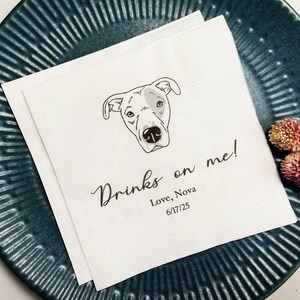 Tovaglioli personalizzati per matrimonio con cane - Regalo per cane e gatto disegnato a mano, decorazioni personalizzate per addio al nubilato per amanti degli animali, articoli da bar per feste di fidanzamento, tovaglioli per animali