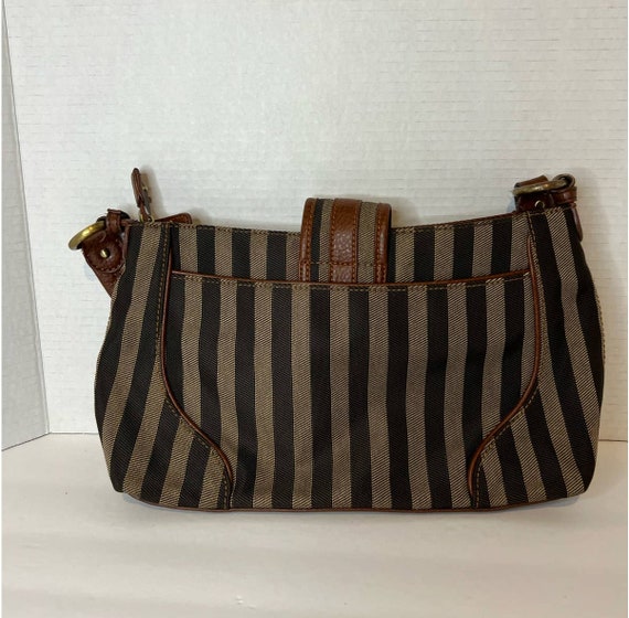 ETIENNE AIGNER Brown Striped Purse Bag Leather an… - image 3