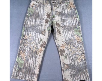 Vintage Duxbak Realtree Camo Pants Mens 40x36 Hunting Jeans Straight Leg Denim