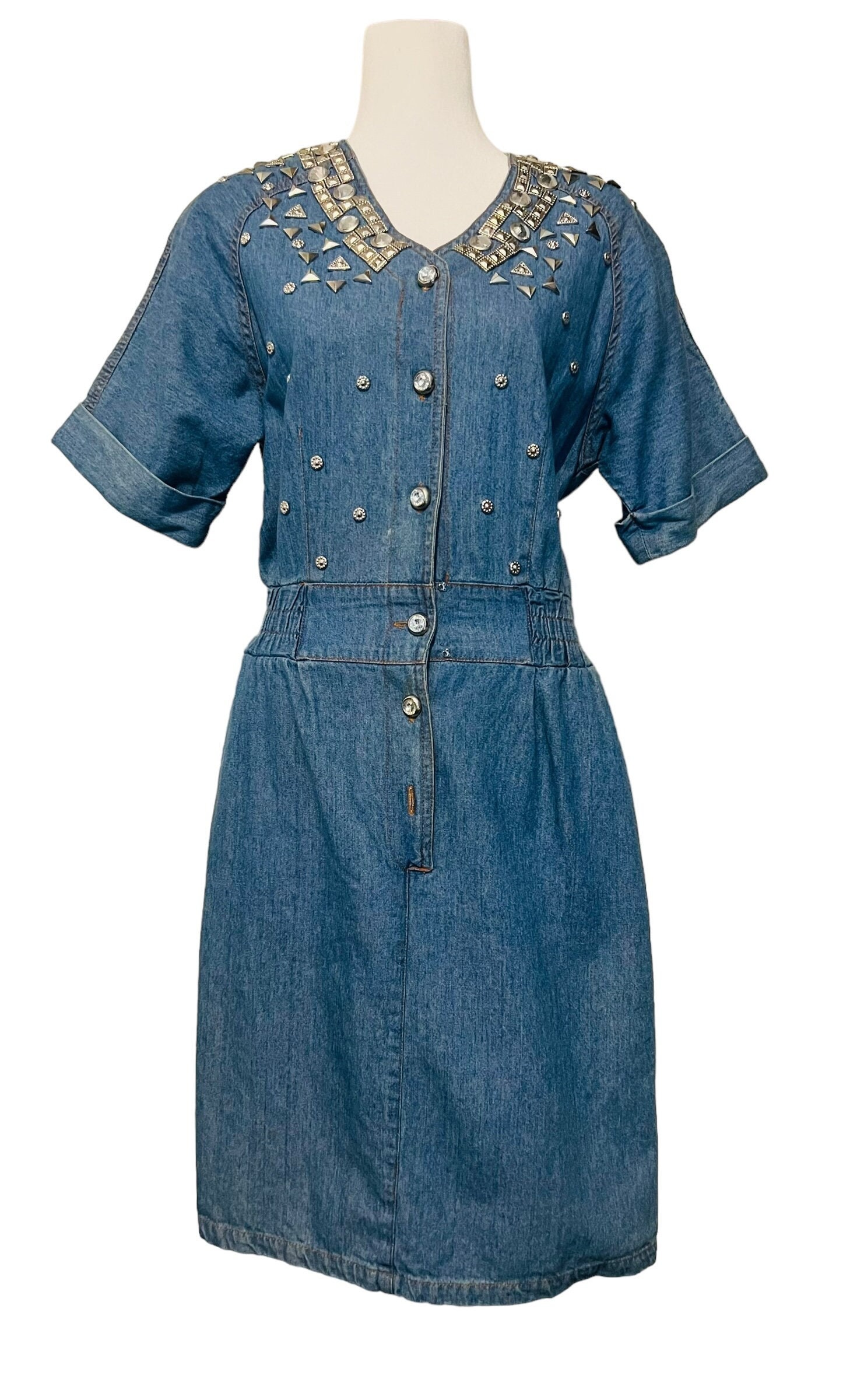 Rhinestone Dress Denim - Etsy Rhinestone Dress Denim - Etsy