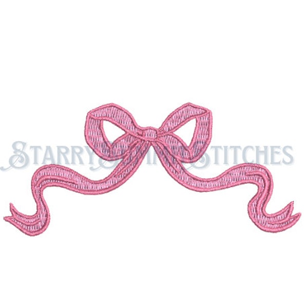 Bow Ribbon Machine Embroidery Design, 3 Sizes, 8 File Formats, 5x7 Hoop, Instant Download