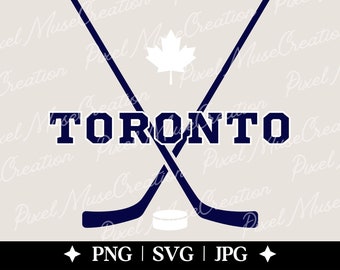 Hockey Svg File, Toronto Svg, Team Spirit Png, Hockey Sticks Svg, Decal Png, Vector Cut File, Maple Leaf Svg, Ice Hockey Puck, Sports Svg