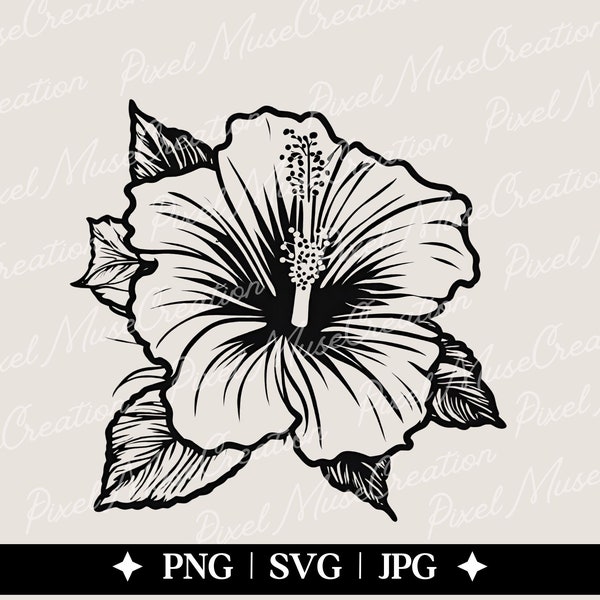 Hibiscus Svg, Tropical Flower Svg, Simple Flower Svg, Hibiscus Flower Svg, Aloha Svg, Summertime Svg, Hawaii Svg, Summer Svg, Botanical Svg