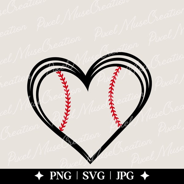 Baseball Heart Svg, Baseball Stitch, Cheer Mom Png, Doodle Heart Clipart,Baseball T-Shirt,Softball Mom Svg,Cut File For Cricut,Soft ball Png