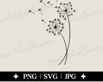 Dandelion Svg, Files For Cricut,Dandelion Png,Flower Svg,Dandelion Vector,Pusteblume Svg,Png for womens shirts,Wild Flower Clip Art & Images