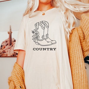 Country Cowgirl Boots T Shirt, Cowboy Boots Tee, Women&#39;s Country Clothing, Cowgirl Shirt, Country Music Concert Tee, Cowgirl Clothing