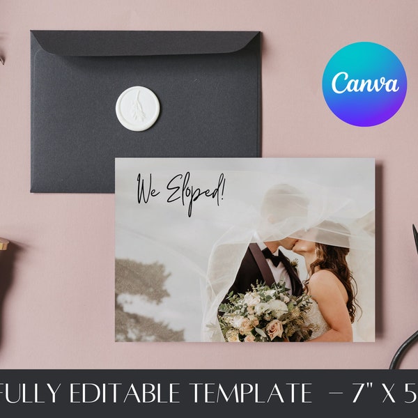 Elopement Announcement - Canva Template - Fully Customizable