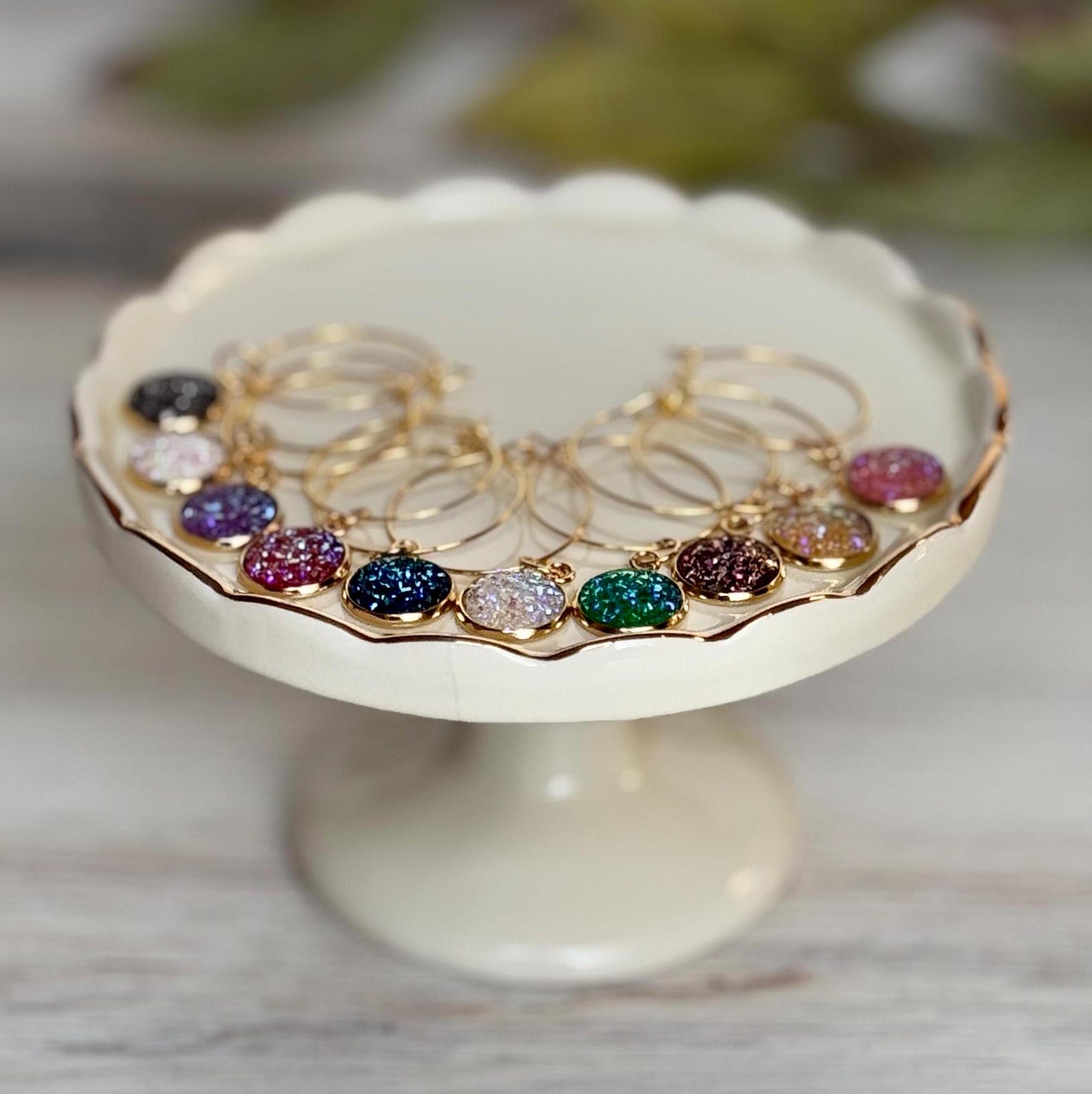 Druzy Resin Wine Charms