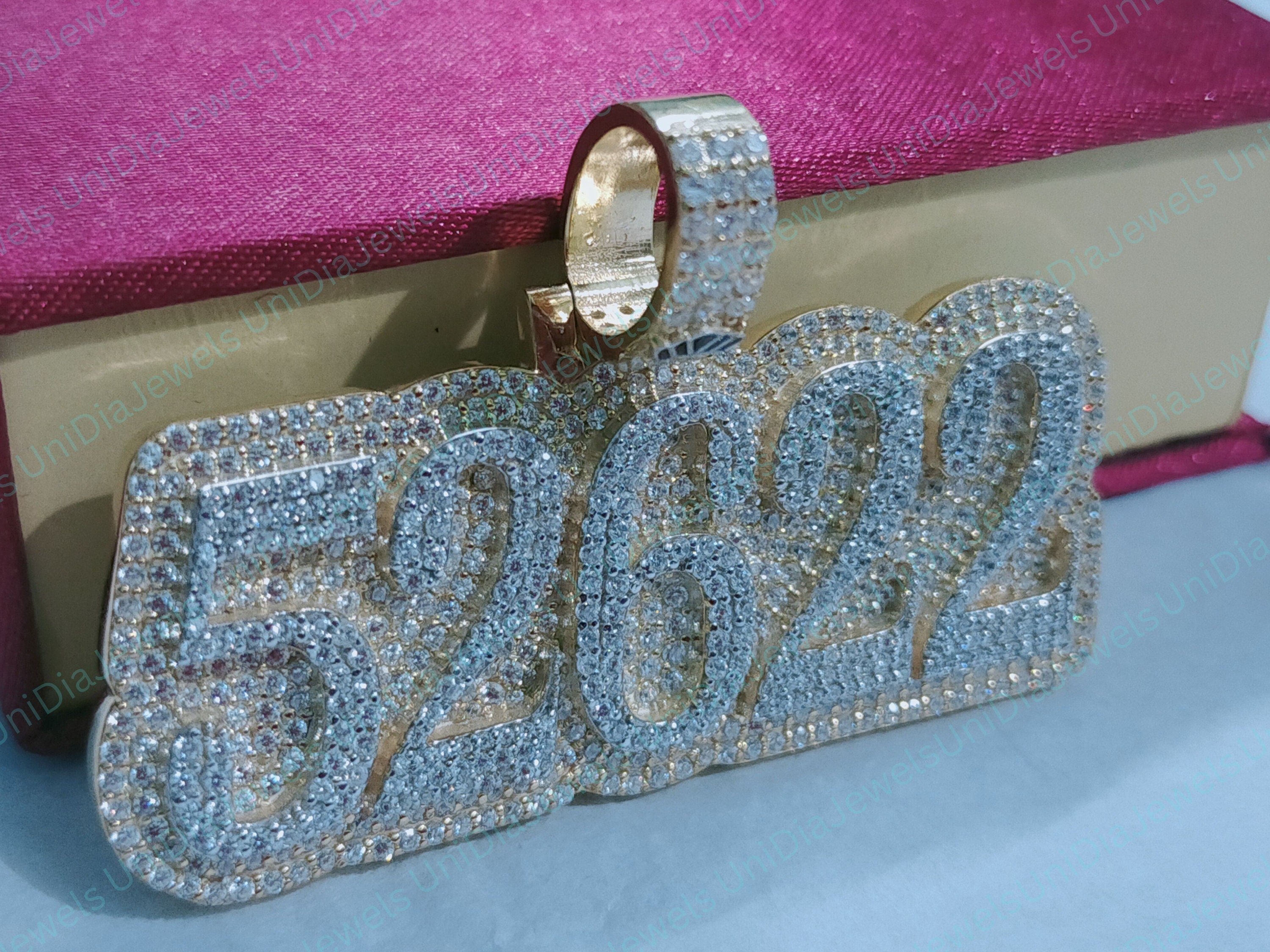 Iced Out Custom Letter Round Diamond Pendant Customized Logo Number ...