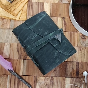 Handmade Grey Leather Journal: Vintage Deckle Edge Paper Notebook