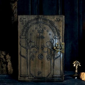 Las puertas de Durin de Tolkien, regalos de El Señor de los Anillos, cuaderno de fantasía, el hobbit, dnd, cuaderno de cuero hecho a mano, regalos para él y ella.
