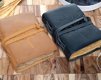 Diario de cuero Árbol de la Vida: Libro Grimorio de las Sombras hecho a mano - Estilo vintage