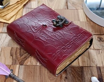Spider man • red ston book deckle edge paper leather journal notebook unlined Journal