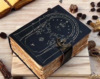 Cuaderno de cuero hecho a mano: Libro de hechizos de las Puertas de Durin, cuaderno de D&D
