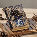 400 Page Large Grimoire leather journal • Moon And Tree Printed Blank spell book of shadows Gifts For women vintage journal. product logo