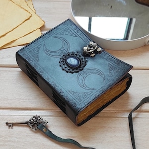 Triple Moon With Pentagram Leather Notebook - View #7