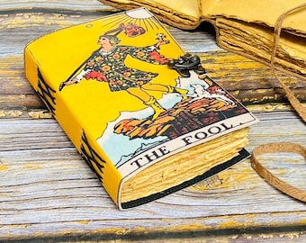 Handmade leather journal The first card of the Major Arcana, The Fool is generally a positive card indicating new beginnings, (4 sizes)