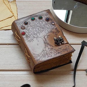Grimoire Lederbuch, Baum des Lebens Journal, Großes Baum Notizbuch, Ledertagebuch, Dream Journal, Buch der Schatten, unliniertes Papier