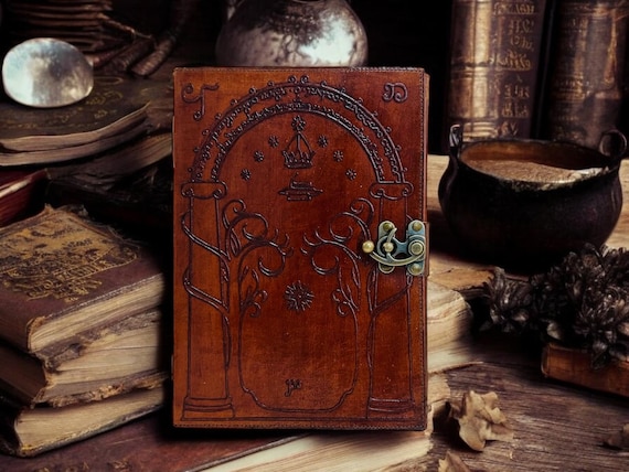 Doors of Durin Leather Journal: Tolkien, Hobbit, DND - Handmade.