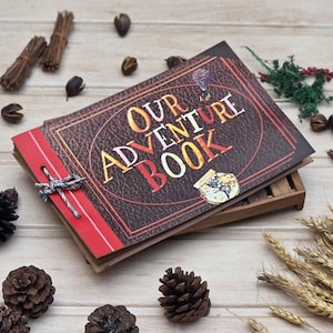 Gepersonaliseerd ons avonturenboek, aangepast fotoalbum, leren plakboek, avonturenboek, cadeau voor hem en haar, jubileumcadeau. dagboek