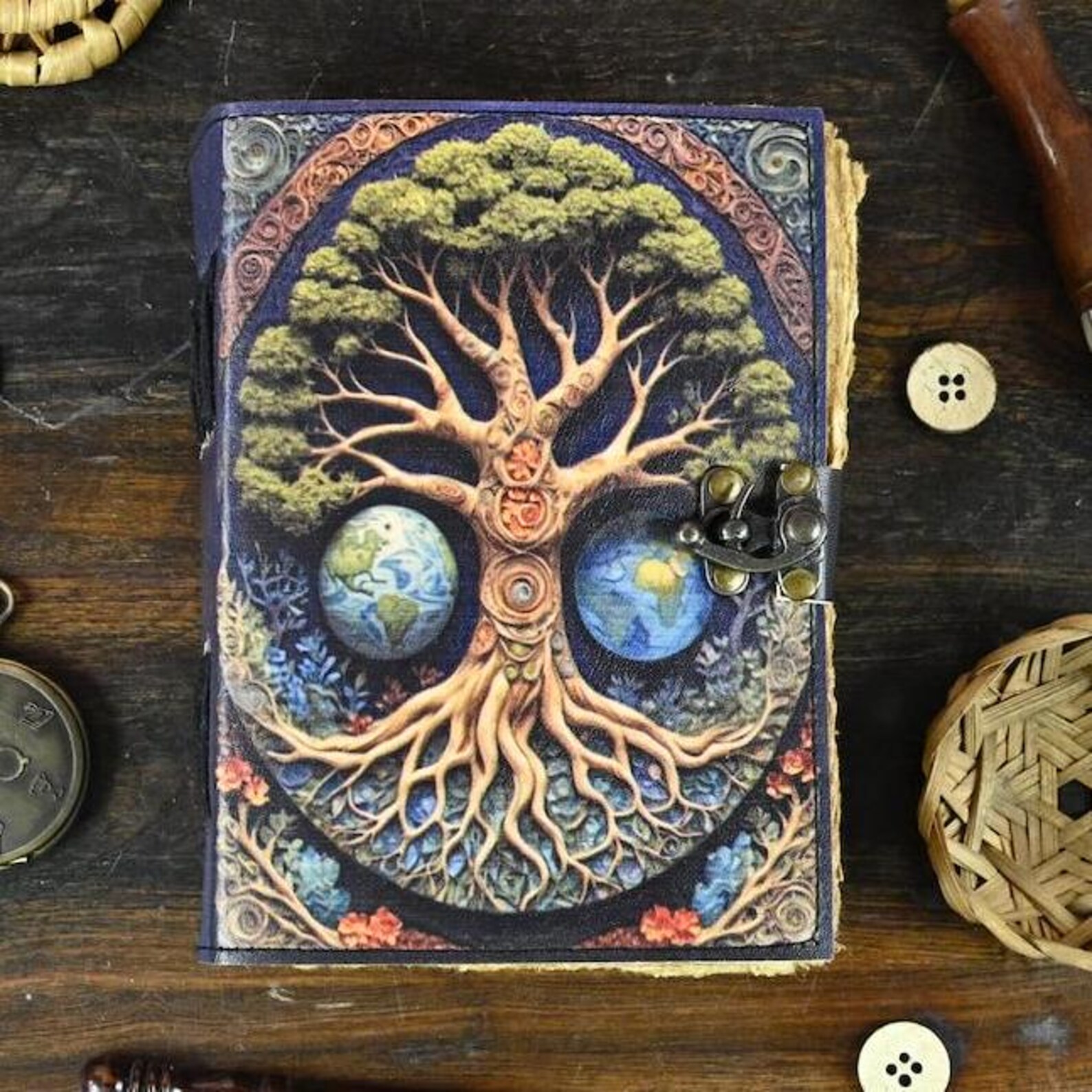 Tree of Life Leather Grimoire Journal: Blank Book of Shadows - Etsy