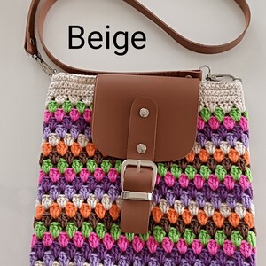 Colorful Hand Knitted Mini Bag, Crochet Mini Bag, Phone Bag, Crossbody Bag, Brown Crocheted Granny Square Mini Bag zdjęcie 7
