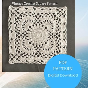 Granny Square Crochet Pattern, Vintage Square Easy PDF pattern, Crochet Square Pdf Download, DIY Craft, Gift for Mom