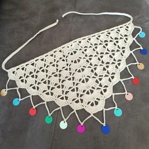 Crochet Lace Bandana: Boho Triangle Kerchief, Knitted Head Scarf