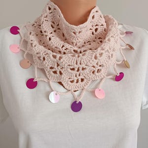 Crochet Lace Bandana: Boho Triangle Kerchief, Knitted Head Scarf
