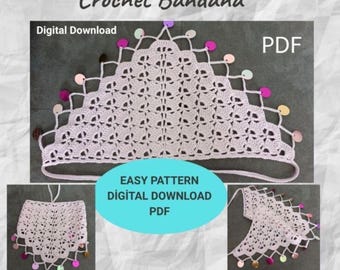 Patrón de bandana de crochet con lentejuelas: Manualidad fácil (Descarga PDF)