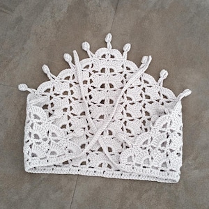 Crochet Lace Bandana: Boho Triangle Kerchief, Knitted Head Scarf