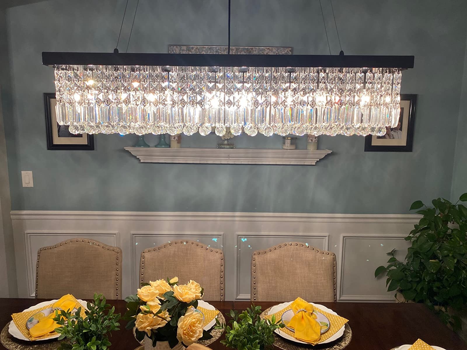 Black rectangular crystal chandelier deals